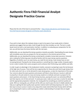 Finra FAD Financial Analyst Designate