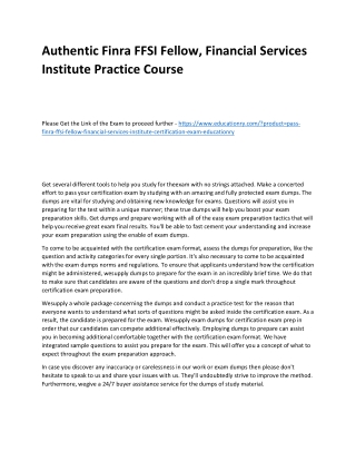Finra FFSI Fellow, Financial Services Institute