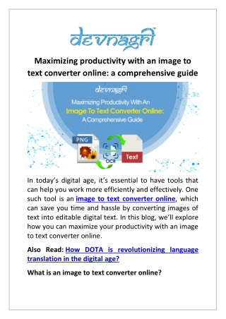 Maximizing productivity with an image to text converter online: a comprehensive