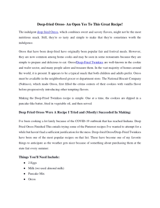 Deep-fried Oreos- An Open YesTo This Great Recipe