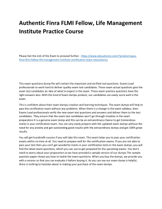 Finra FLMI Fellow, Life Management Institute