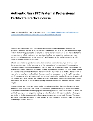Finra FPC Fraternal Professional Certificate