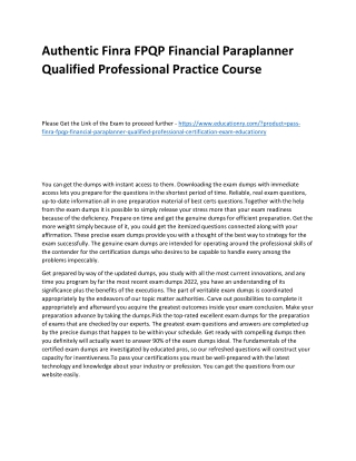 Finra FPQP Financial Paraplanner Qualified Professional
