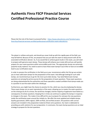 Finra FSCP Financial Services Certified Professional