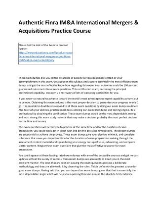 Finra IM&A International Mergers & Acquisitions