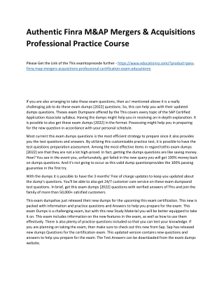 Finra M&AP Mergers & Acquisitions Professional