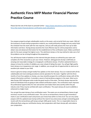 Finra MFP Master Financial Planner