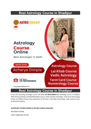 Best Astrology Course in Shadipur  91-9873530830