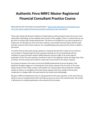 Finra MRFC Master Registered Financial Consultant