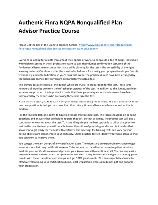 Finra NQPA Nonqualified Plan Advisor