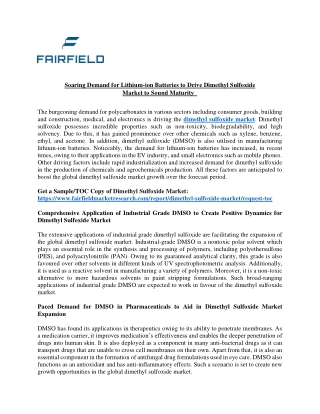 Dimethyl Sulfoxide Market Size and Share Analysis to 2029