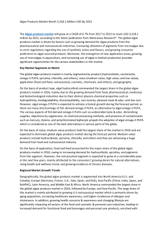 Algae Products Market Worth 3