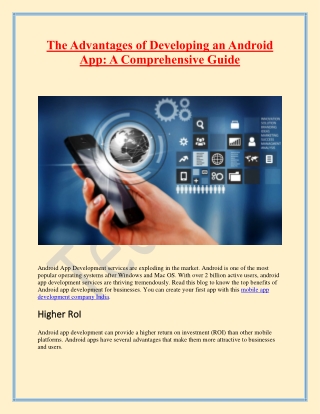 The Advantages of Developing an Android App- A Comprehensive Guide