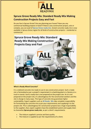 Spruce Grove Ready Mix: Standard Ready Mix Making Construction Projects Easy