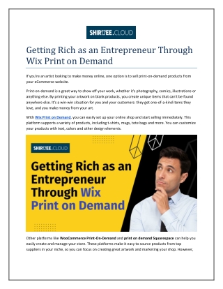Getting Rich as an Entrepreneur Through Wix Print on Demand