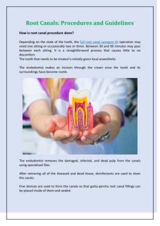 Root Canals: Procedures and Guidelines