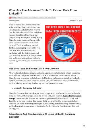 What Are The Advanced Tools To Extract Data From LinkedIn