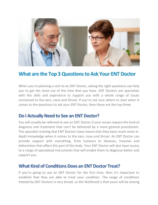 What are the Top 3 Questions to Ask Your ENT Doctor - Harley Street ENT Clinic