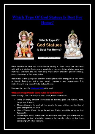 Which Type of God Statues are Best for Home?