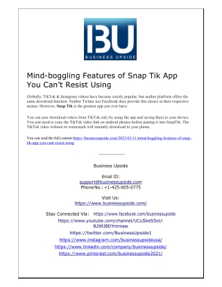 Mind-boggling Features of Snap Tik App You Can’t Resist Using