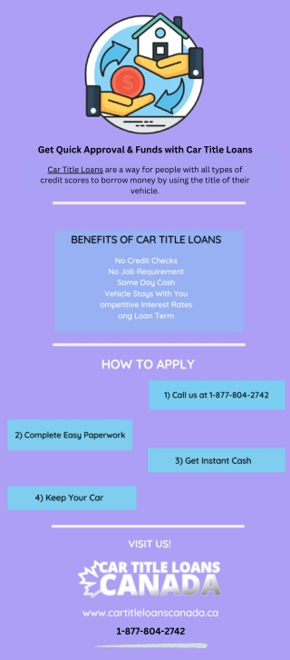 Get Best Offers On Car Title Loans In Canada 1-877-804-2742