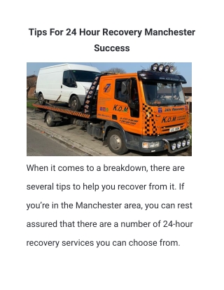 Tips For 24 Hour Recovery Manchester Success