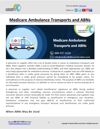 Medicare Ambulance Transports and ABNs