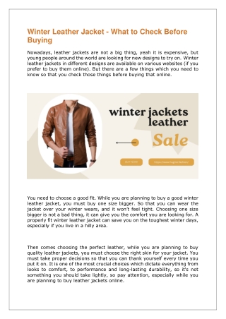 Winter Leather Jacket