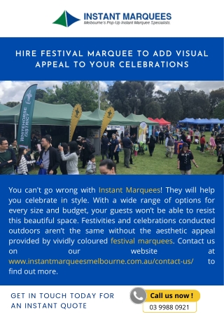 Hire Festival Marquee to Add Visual Appeal To Your Celebrations