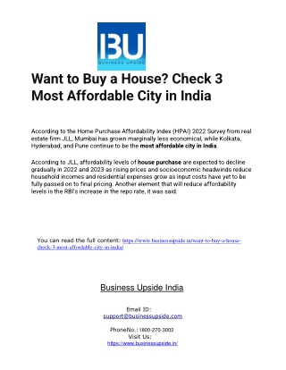 Want to Buy a House. Check 3 Most Affordable City in India.docx