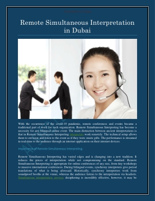 Remote Simultaneous Interpretation in Dubai