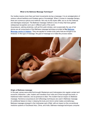 What is the Balinese Spa Technique?