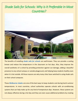 Shade Sails for Schools  Why Is It Preferable In Most Countries