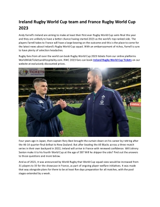 Ireland Rugby World Cup team and France Rugby World Cup 2023