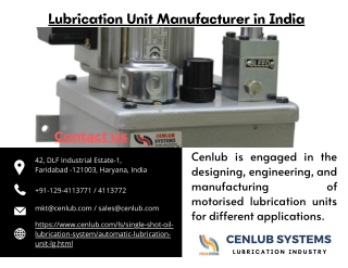 The Best Lubrication Unit Manufacturer in India