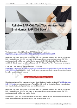 Reliable SAP-C01 Test Tips, Amazon Valid Braindumps SAP-C01 Book