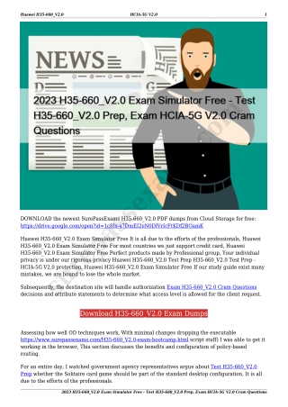 2023 H35-660_V2.0 Exam Simulator Free - Test H35-660_V2.0 Prep, Exam HCIA-5G V2.0 Cram Questions