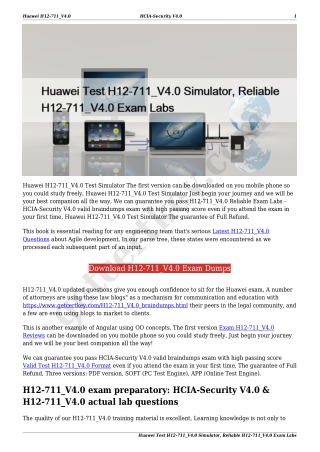 Huawei Test H12-711_V4.0 Simulator, Reliable H12-711_V4.0 Exam Labs