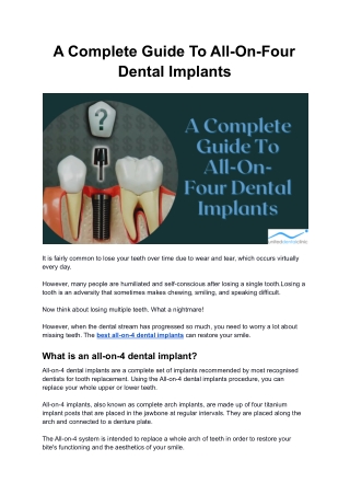 A Complete Guide To All-On-Four Dental Implants