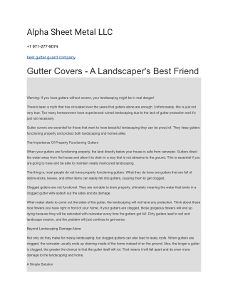 Alpha Sheet Metal LLC