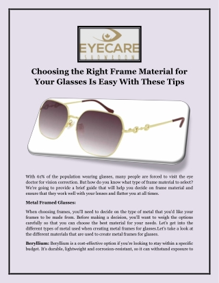 Choosing the Right Frame Material for Your Glasses Is Easy With These Tips