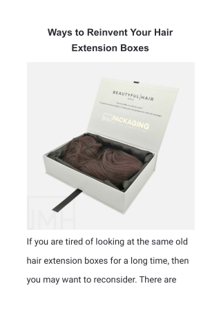 Ways to Reinvent Your Hair Extension Boxes