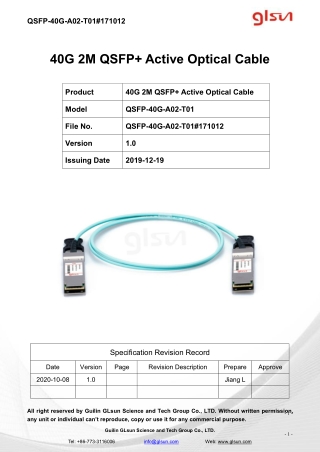 40G 2M QSFP  Active Optical Cable