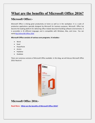 What are the benefits of Microsoft Office 2016?