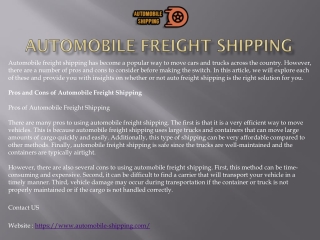 Automobile Freight Shipping