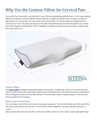 Why Use the Contour Pillow for Cervical Pain