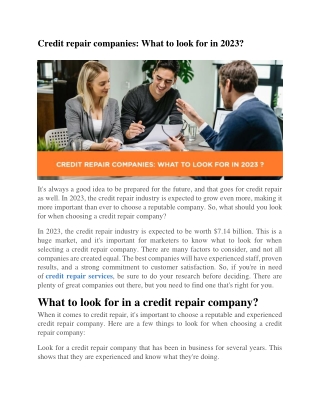 Credit repair companies 2023