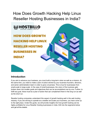 How Does Growth Hacking Help Linux Reseller Hosting Businesses in India_