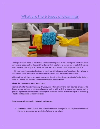 What are the 5 types of cleaning?
