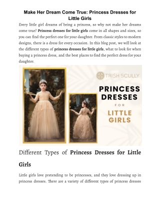 Make Her Dream Come True: Princess Dresses for Little Girls